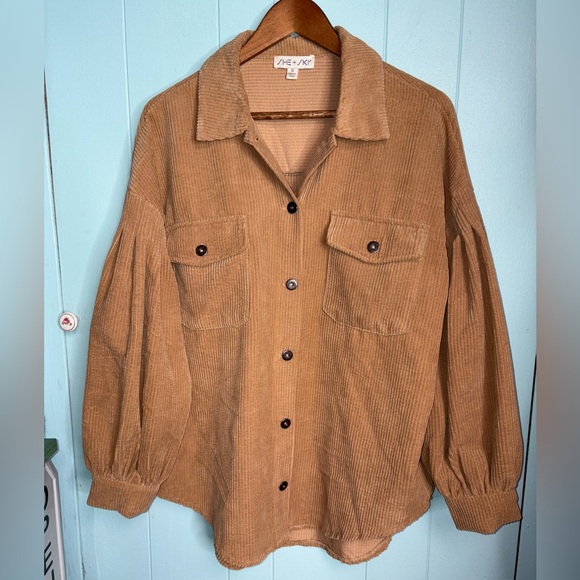 She + Sky Tan Button-Up Shirt - Picture 1 of 4